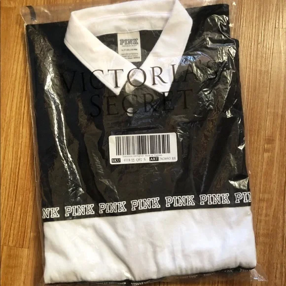 NWT PINK Rugby Logo Collared Shirt MEDIUM Retails $50 - Picture 10 of 10